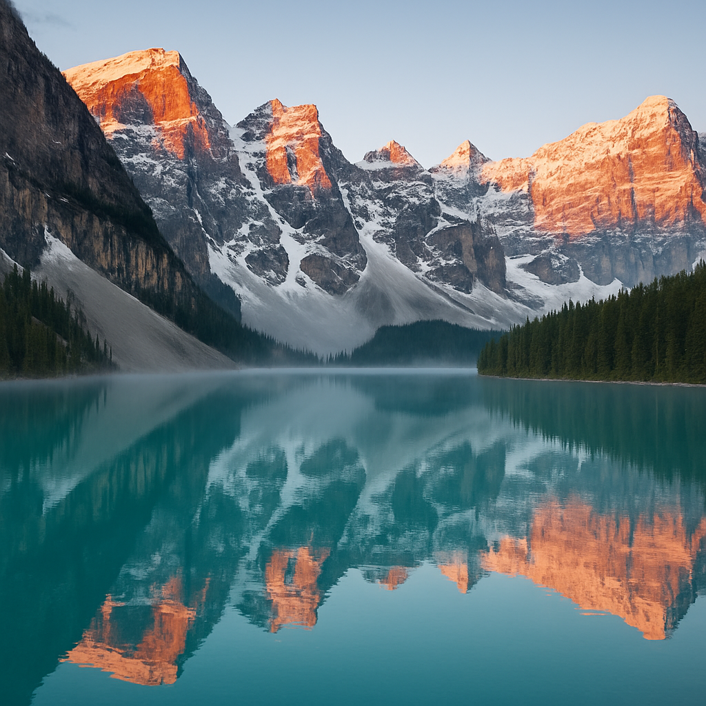 Sunrise Reflection At Lake Louise, Canadian Rockies Painting by diamonds kit