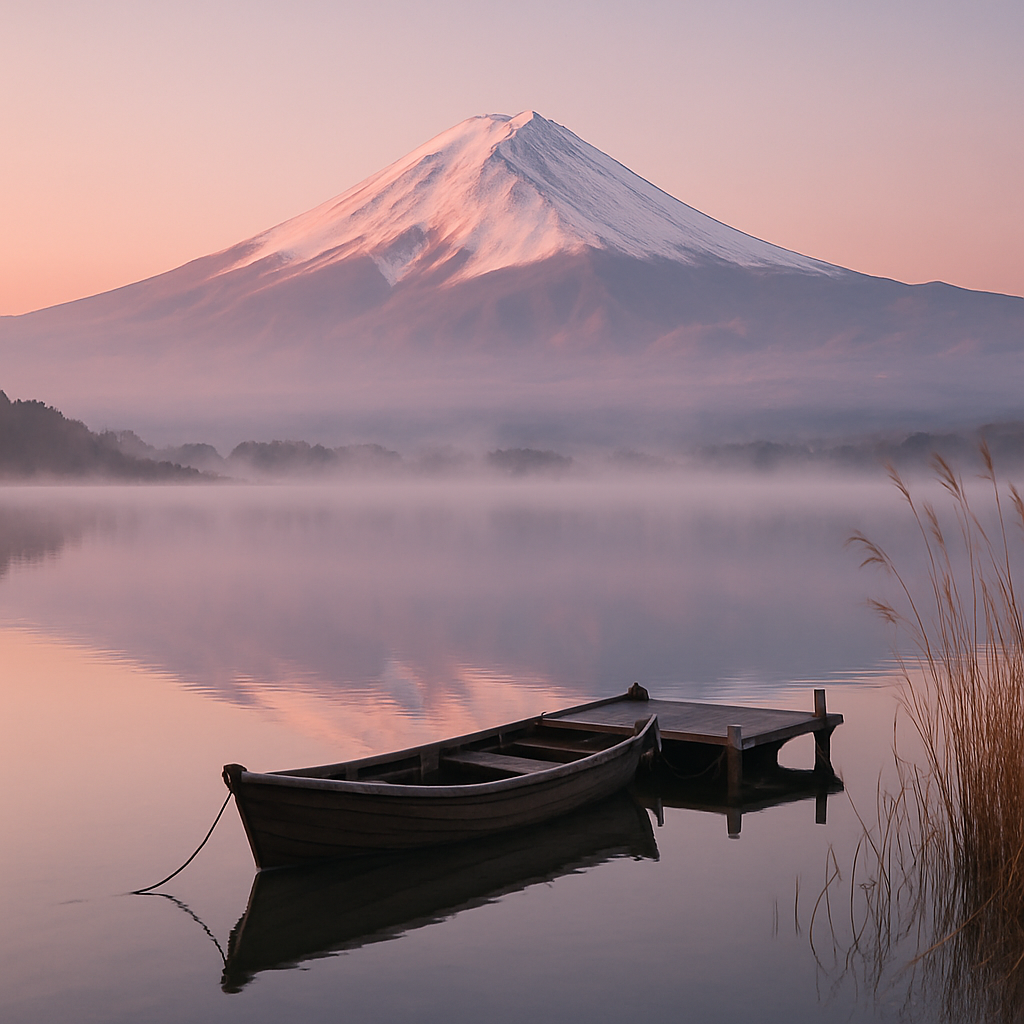 Mount Fuji Dawn Reflection At Lake Kawaguchi Painting by diamonds kit