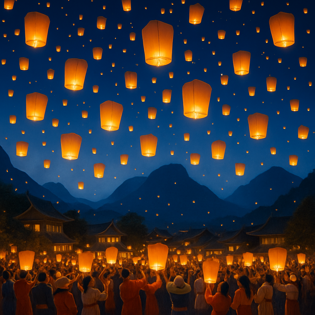 Pingxi Lantern Festival - Taiwan paint by diamonds