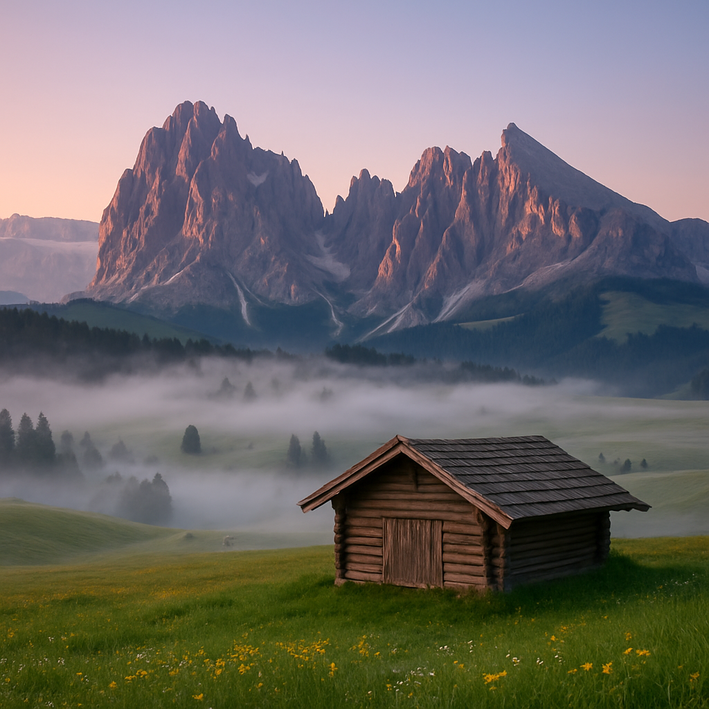 Morning Mist Over The Dolomite Peaks painting diamond kit