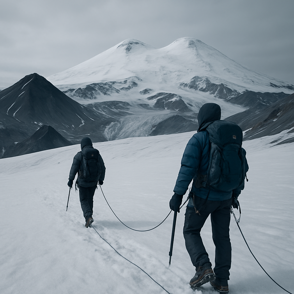 Climbers Ascending Mount Elbrus Snowfields diamonded painting kits