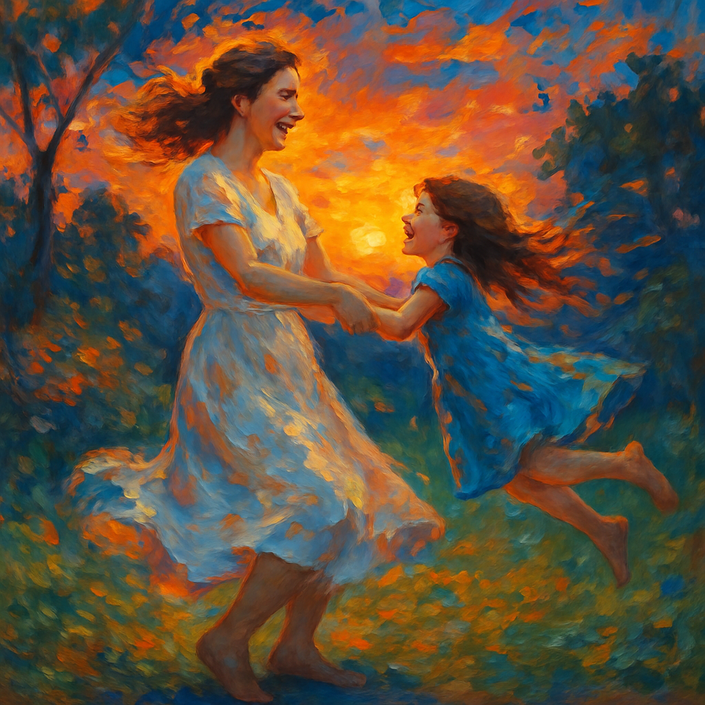 Dancing Shadows: Joyful Twirls At Dusk paint by diamonds