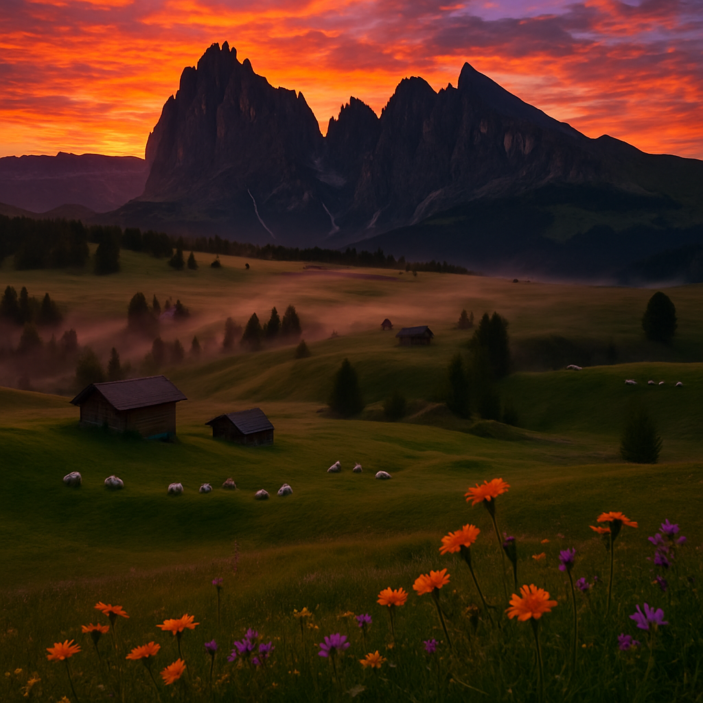 Serene Dolomites Sunrise paint by diamonds