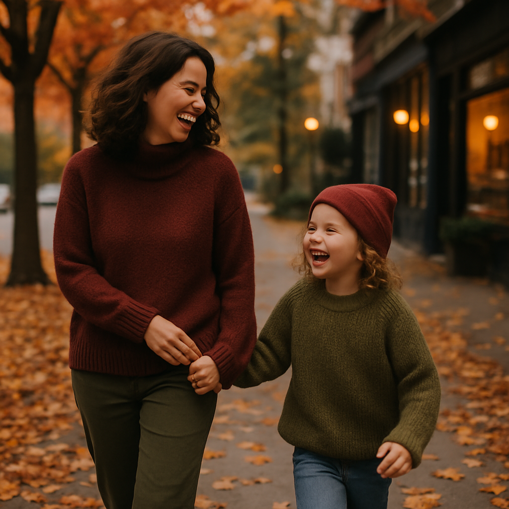 Little Explorer: Hand In Hand Through Autumn Streets diamonded painting kits