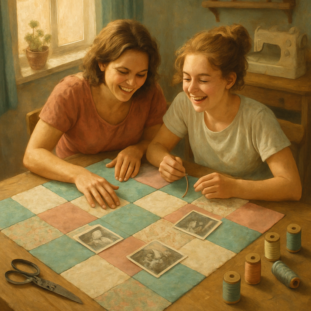 Patchwork Heart: Sewing A Memory Quilt Together Painting by diamonds kit