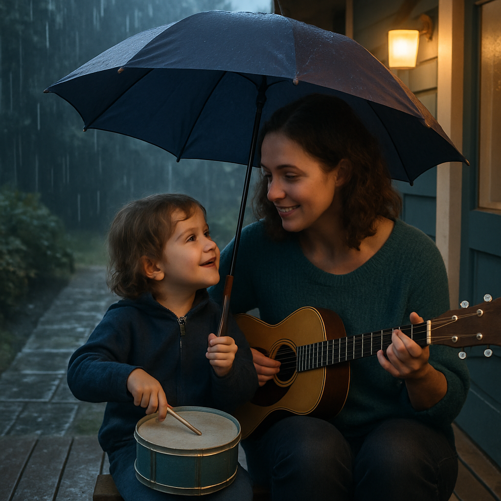Rainy Day Concert: Umbrella Duet On The Porch Paint by diamonds kits