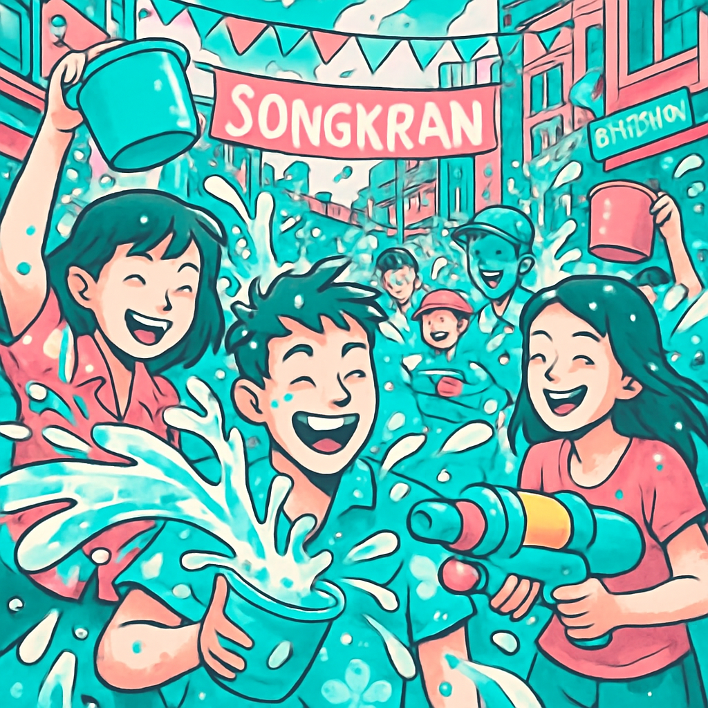 Songkran Water Festival Bangkok DIY paint by diamonds