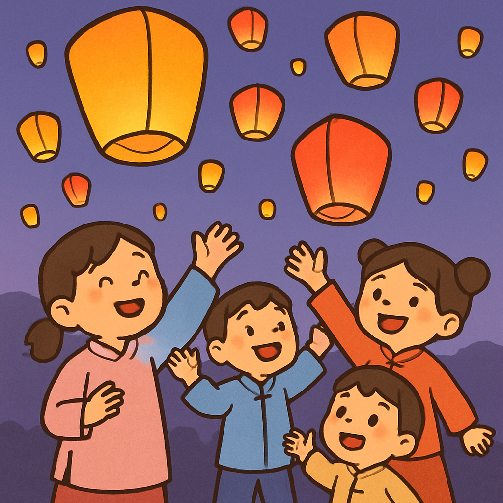 Children Celebrating Lantern Festival painting diamond kit