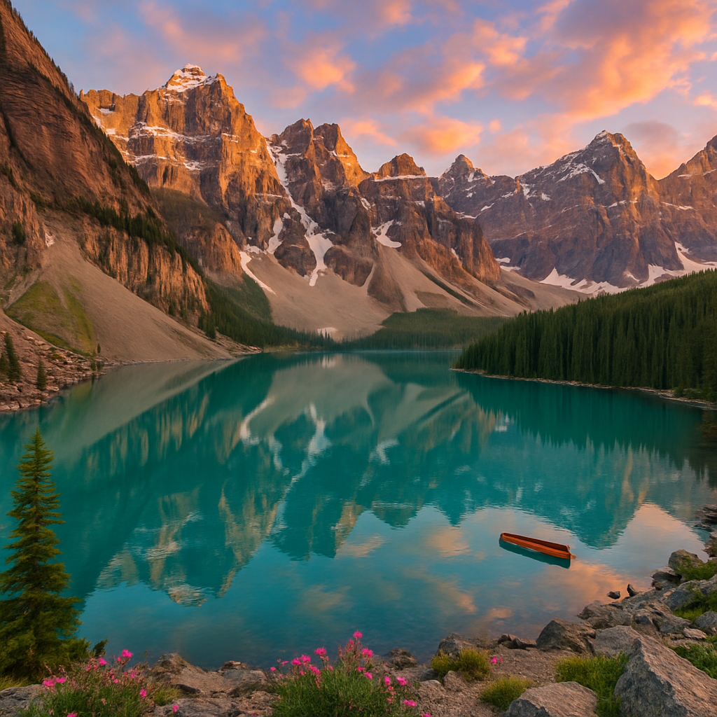 Sunset At Moraine Lake In Canadian Rockies painting diamond kit