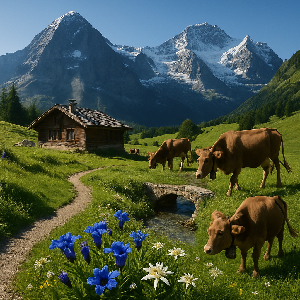 Swiss Alpine Summer Meadow diamond painting