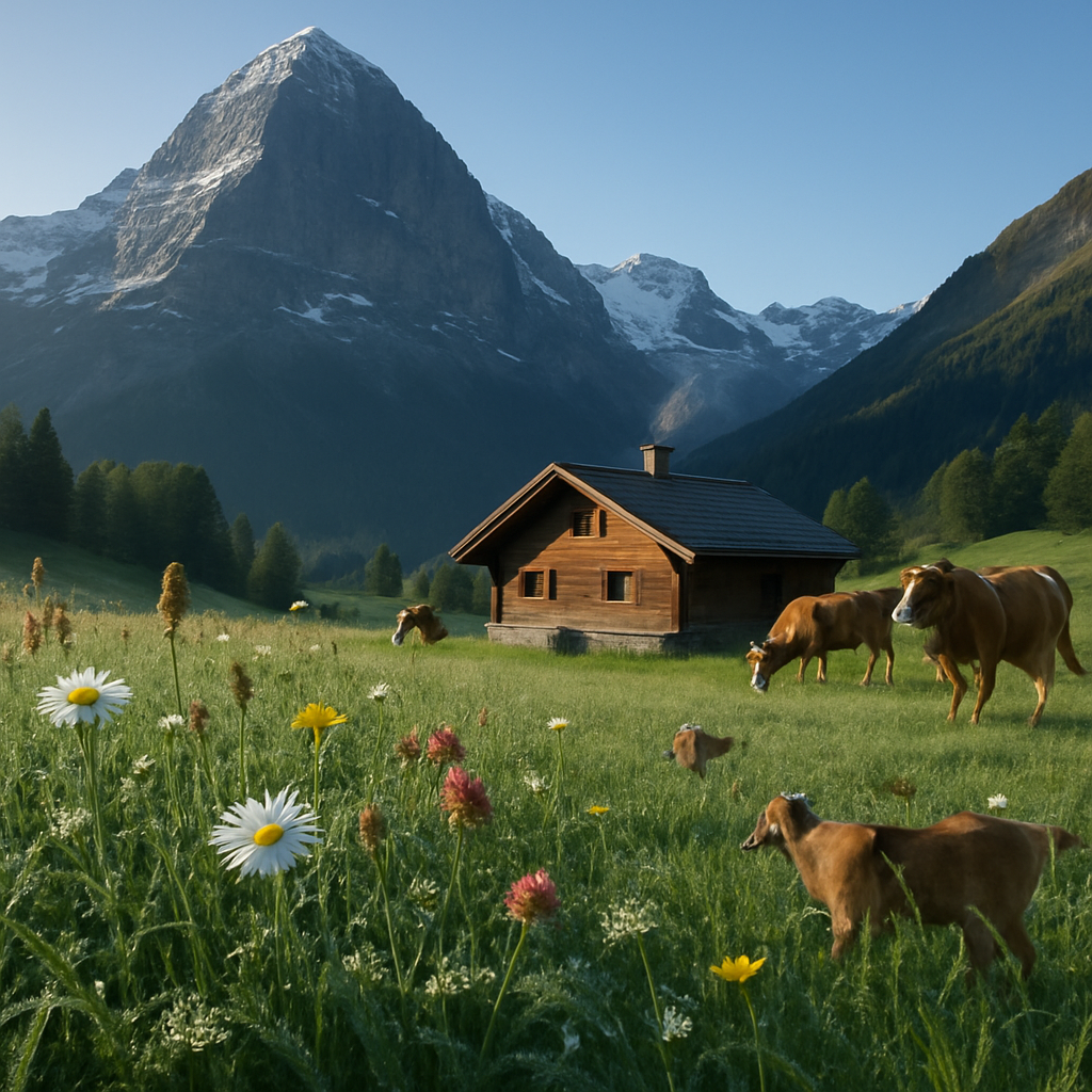 Early Morning In The Swiss Alps Meadow Paint by diamonds art