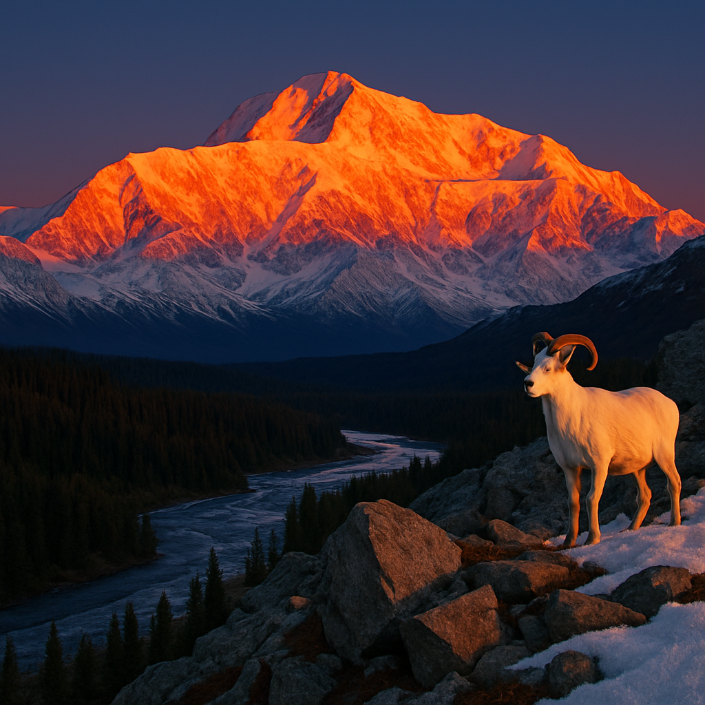 Evening Alpenglow On Mount McKinley paint by diamonds