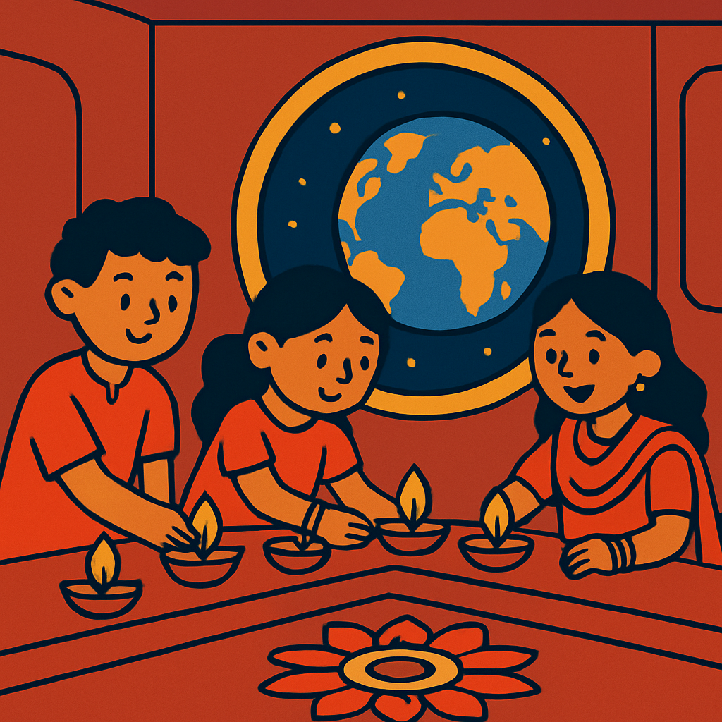Diwali Lights On A Space Station diamond painting