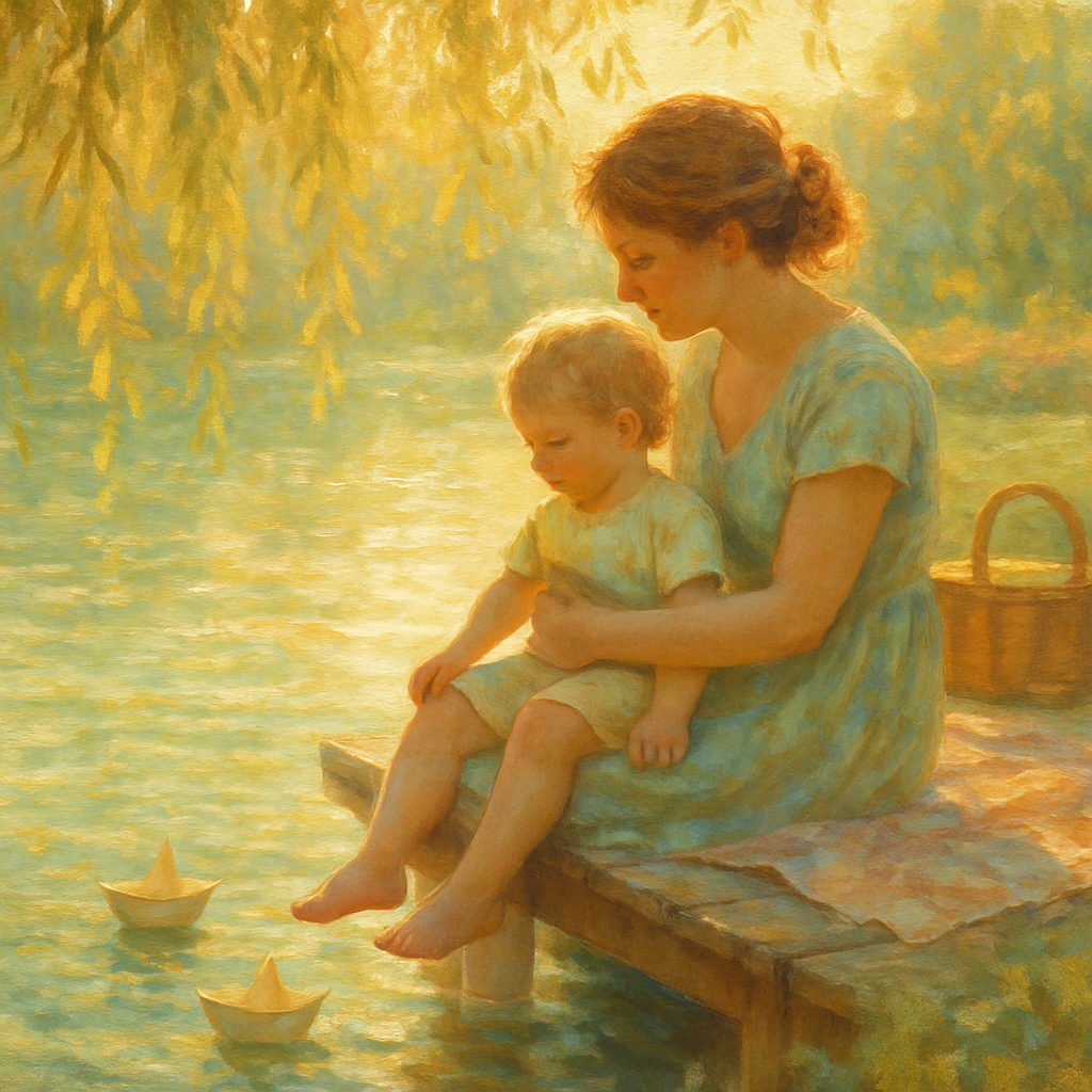 Sunlit Devotion A Tender Afternoon By The Lake paint by diamond