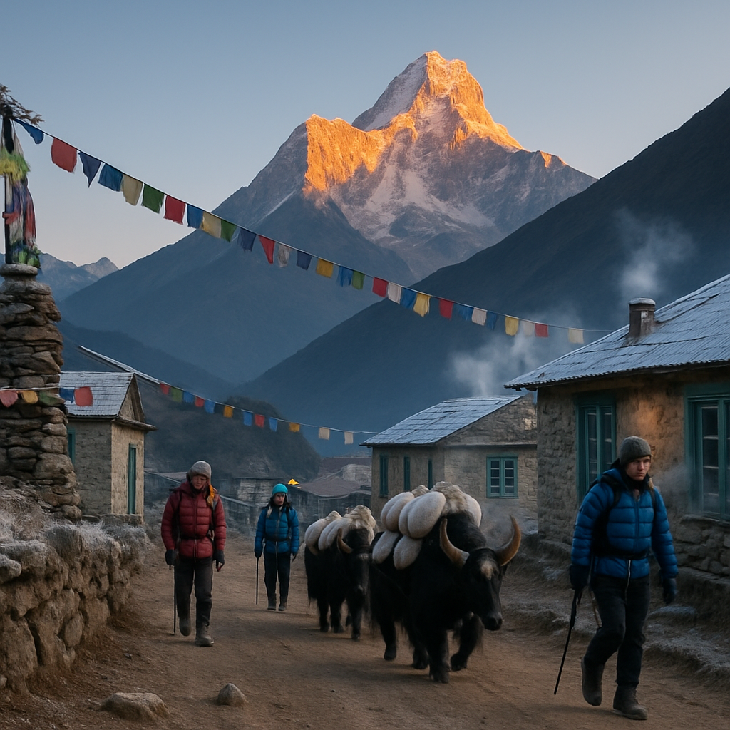Khumbu Village Dawn paint by diamond