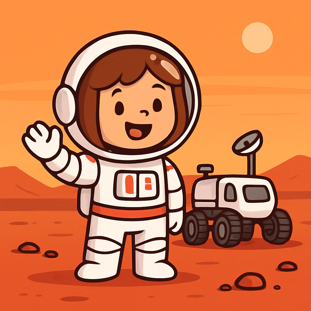 Explorer Girl On Mars Mission paint by color