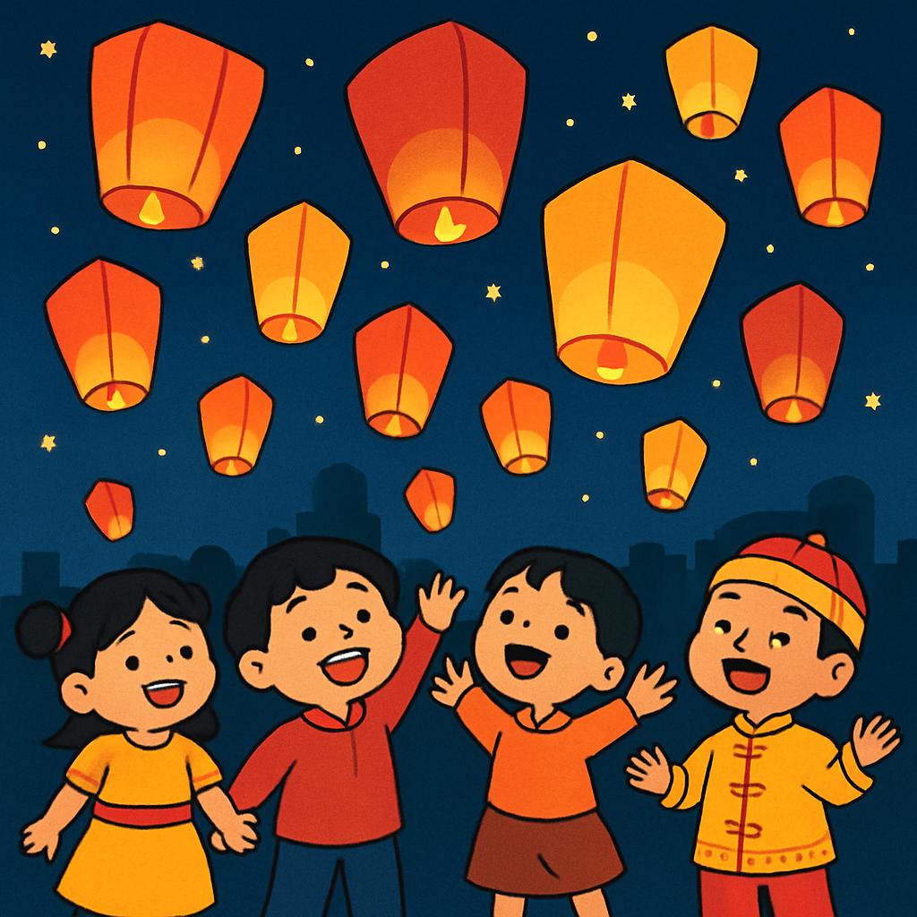Festive Lanterns At Lantern Festival paint by color