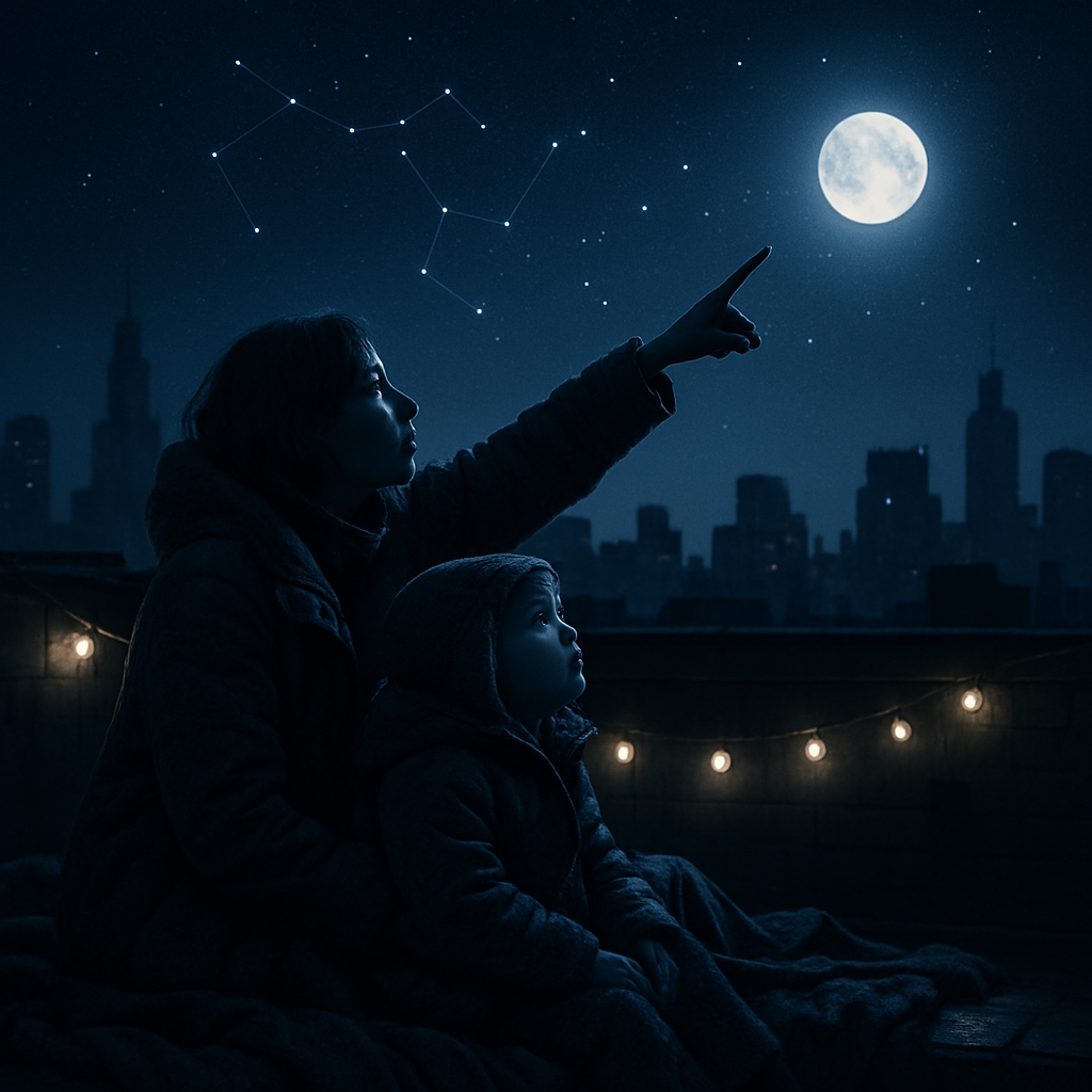 Moonlit Guidance On A Rooftop Night Paint by diamonds art