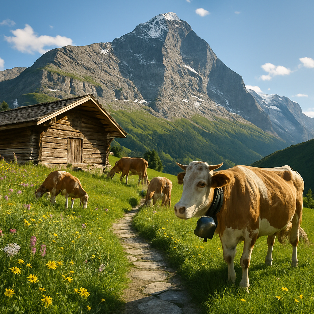 Swiss Alpine Meadow And Eiger Ridge Paint by diamonds art