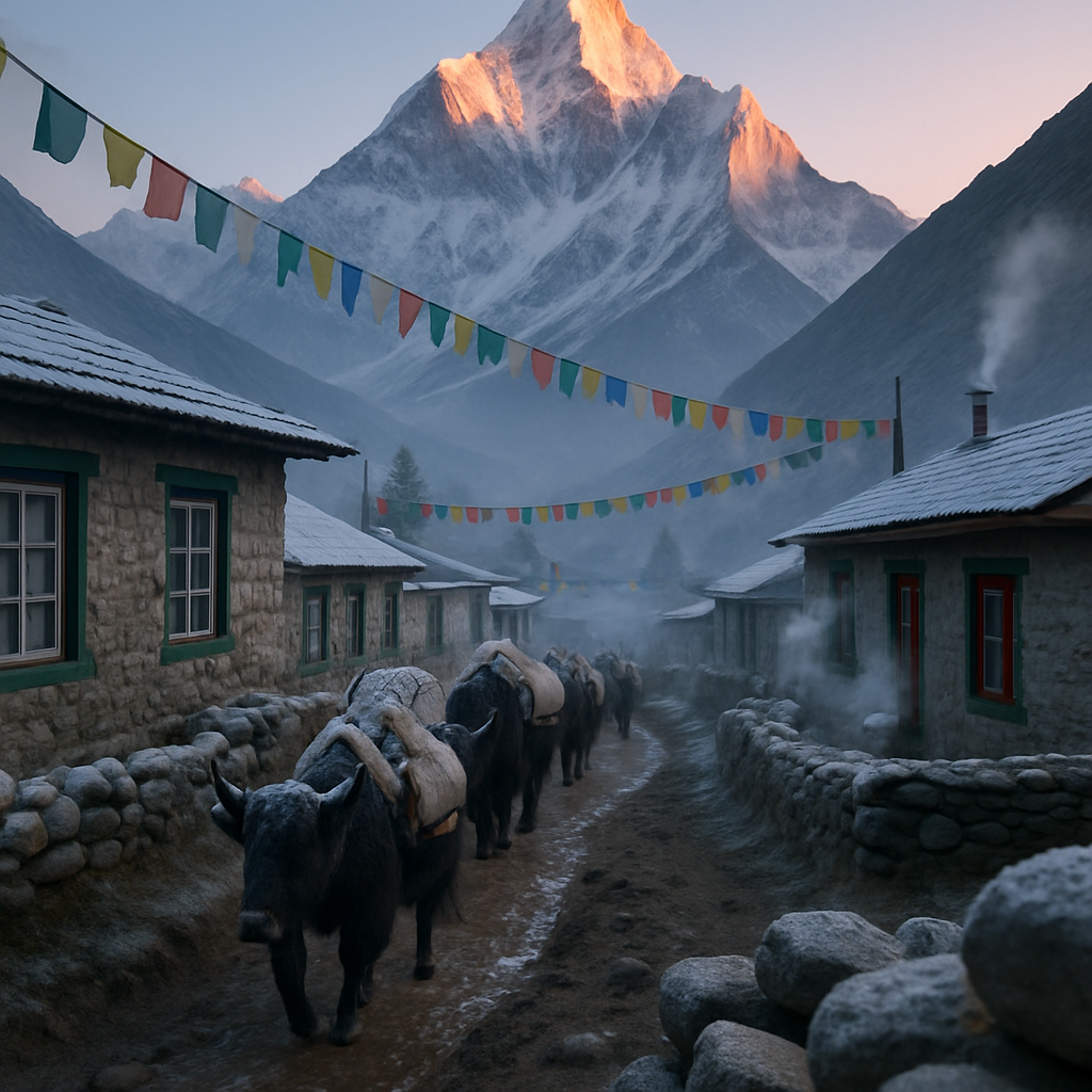 Ama Dablam Village Dawn DIY paint by diamonds