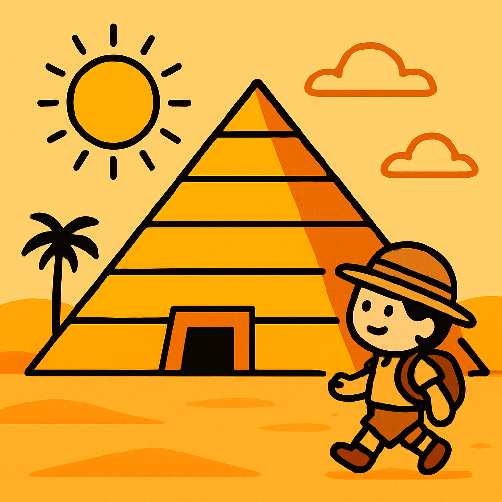Little Explorer At Pyramid paint by color