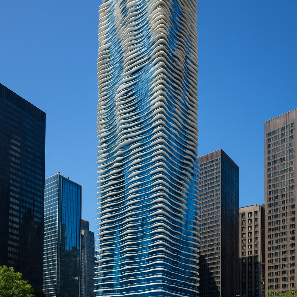 Aqua Tower Painting by diamonds kit