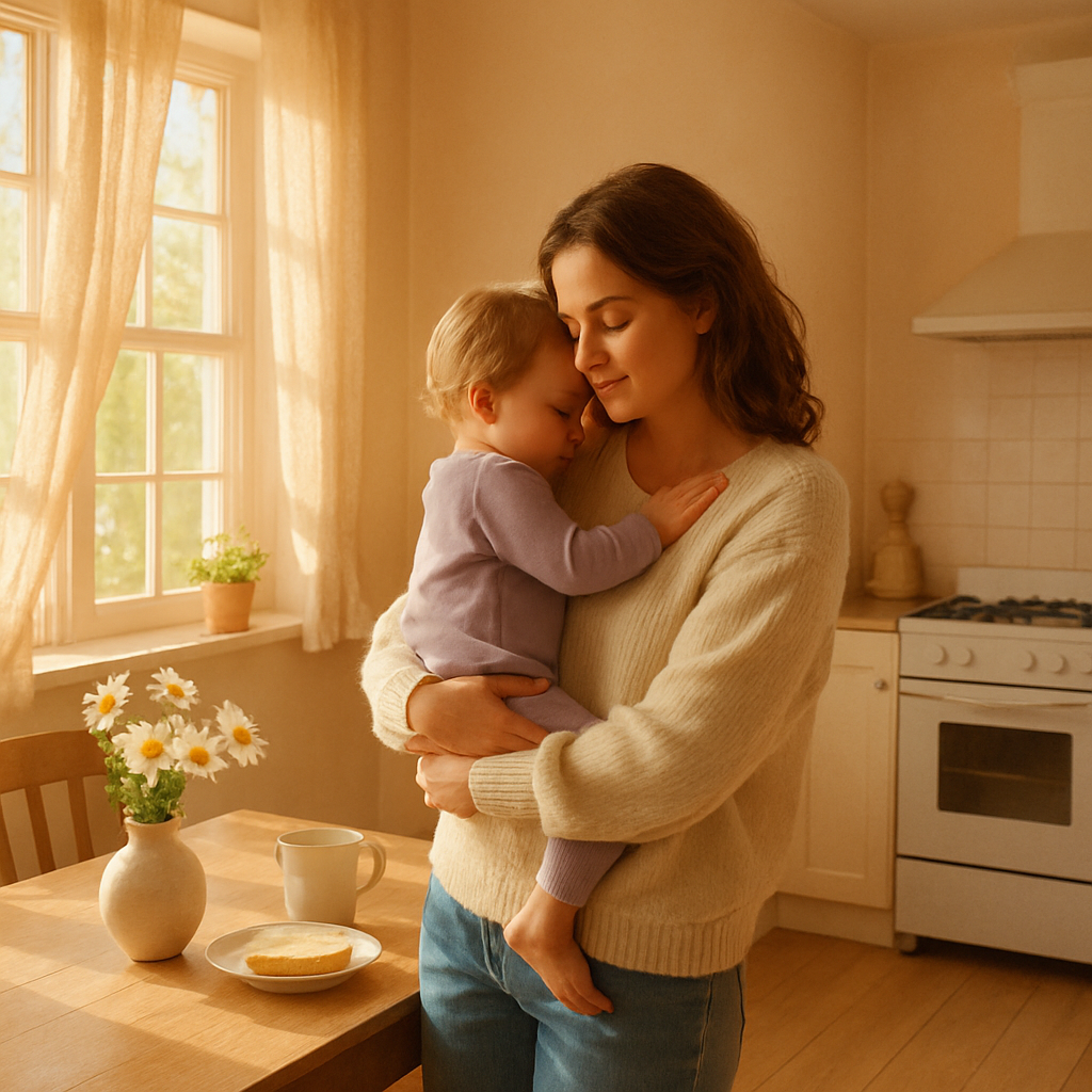 Morning Glow Embrace In A Sunlit Kitchen diamonded painting kits