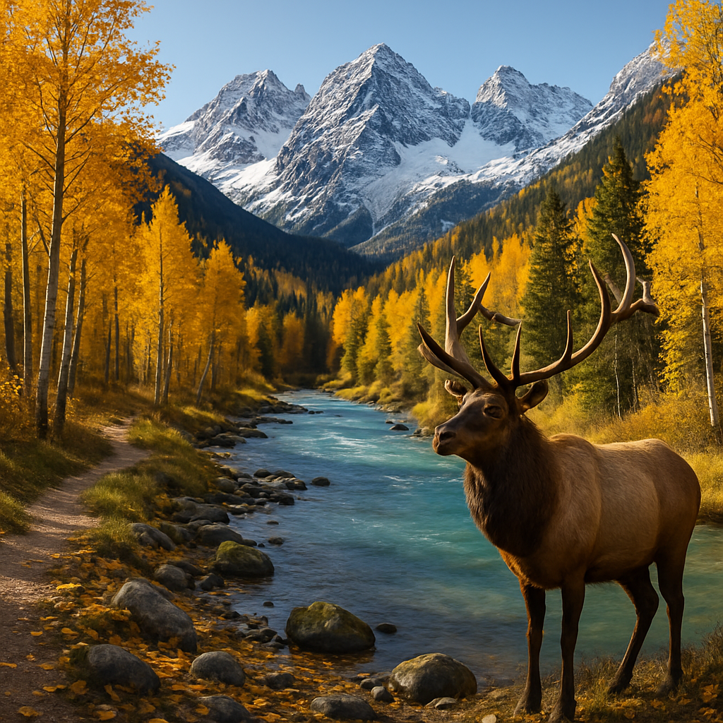 Rocky Mountain Autumn Elk Scene Paint by diamonds kits
