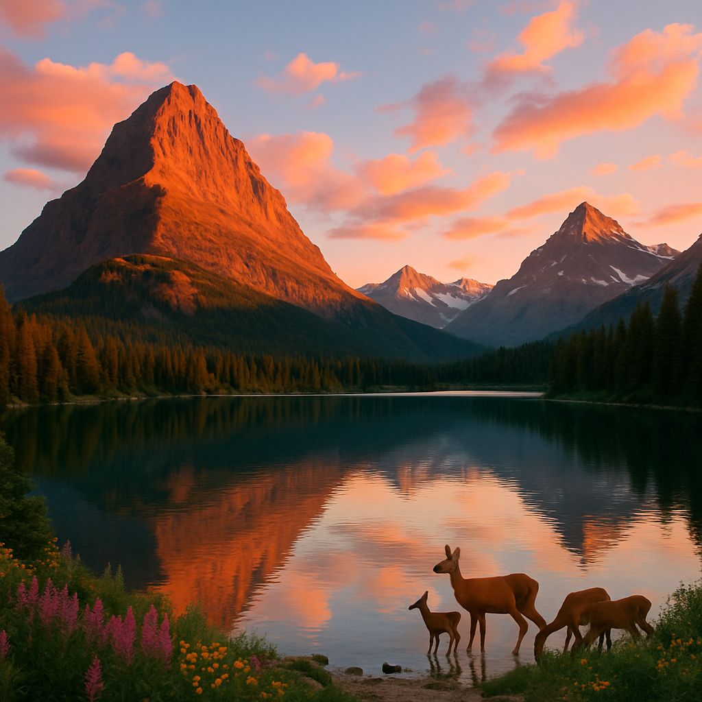 Alpenglow Over Glacier National Park Paint by diamonds kits