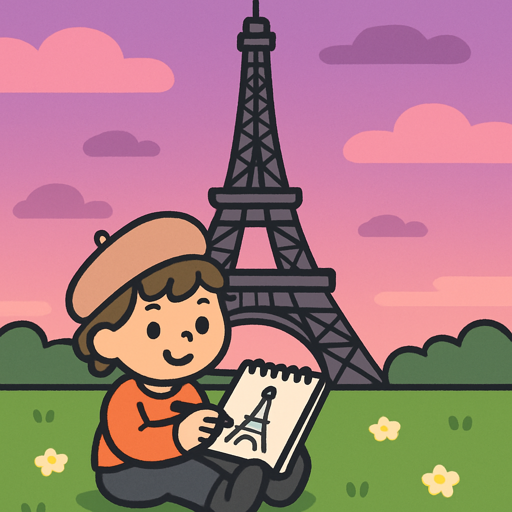 Eiffel Tower Sketch Picnic paint by color