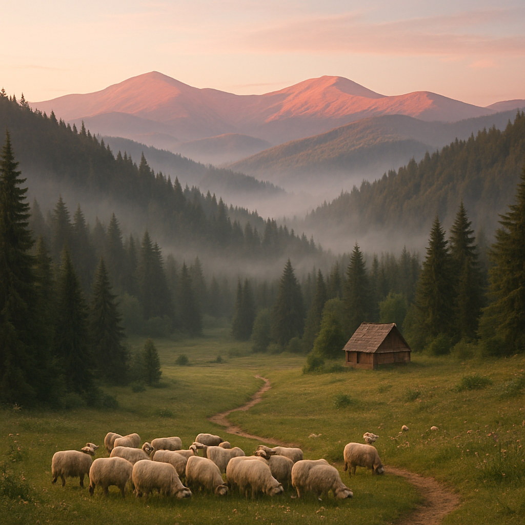Morning Mist Over The Carpathian Mountains Paint by diamonds art
