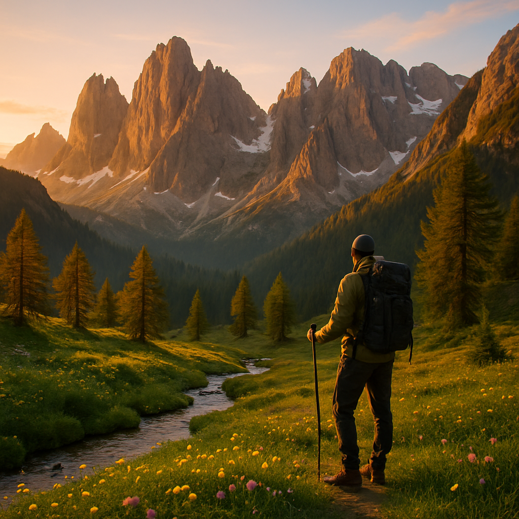 Sunset Over Dolomites Alp Meadow diamond painting