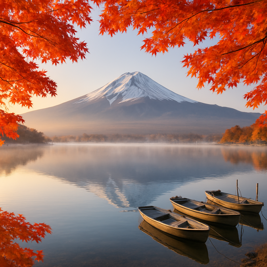 Autumn View Of Mount Fuji From Lake Yamanaka paint by diamonds