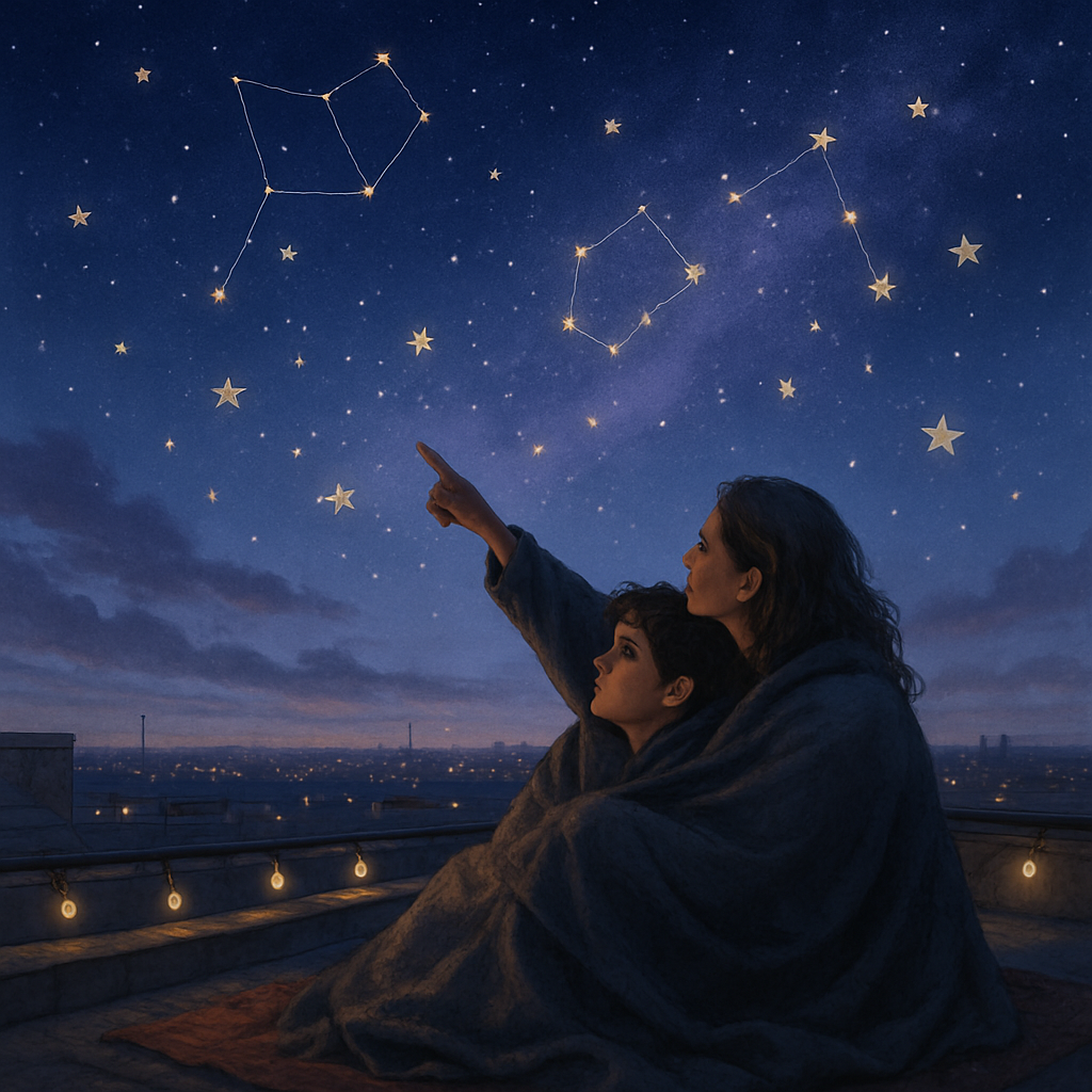 Stargazing Promise On The Rooftop painting diamond kit