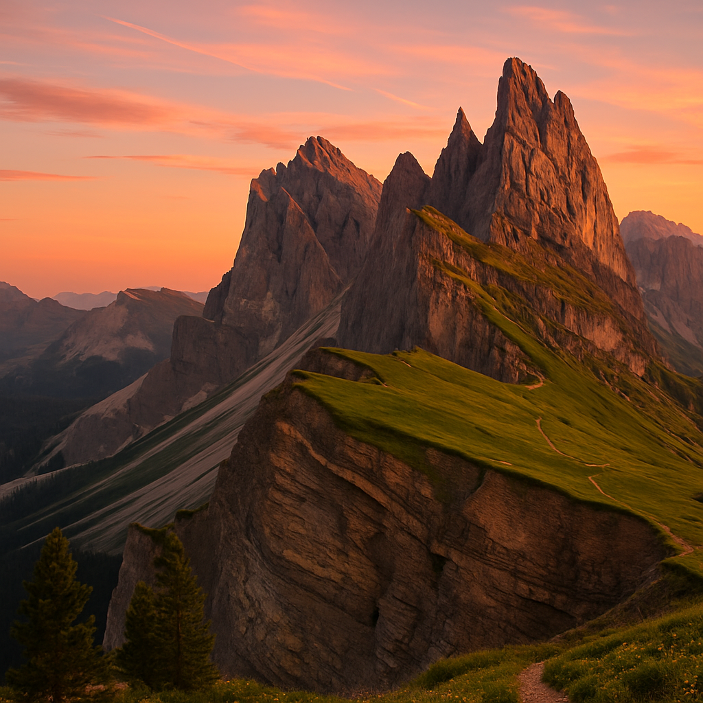 Sunset Over The Dolomites Ridge DIY paint by diamonds