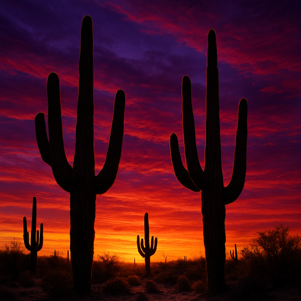 Saguaro Cactus At Sunset DIY paint by diamonds