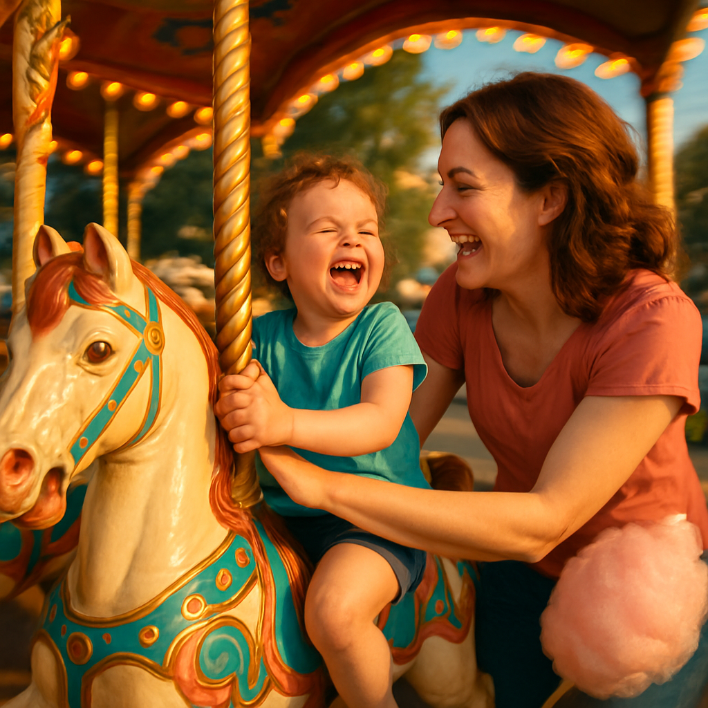 Playful Echoes At The Park Carousel DIY paint by diamonds