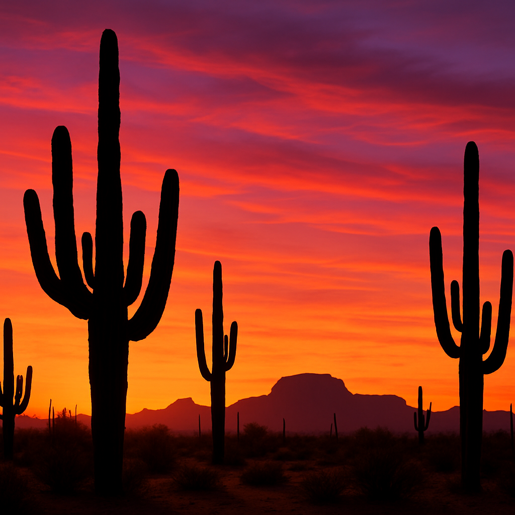 Saguaro Sunset Painting by diamonds kit