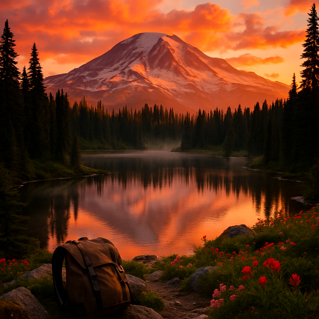 Sunset Over Mount Rainiers Alpine Lakes diamond painting