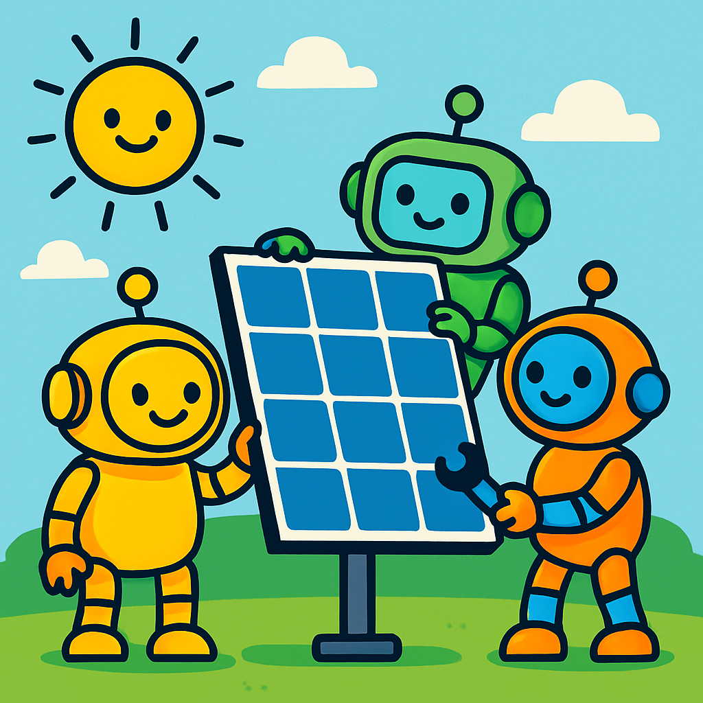 Robot Friends Building A Solar Panel DIY paint by diamonds
