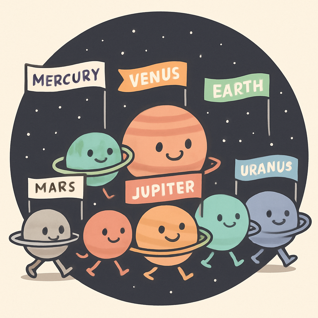 Solar System School Parade painting diamond kit
