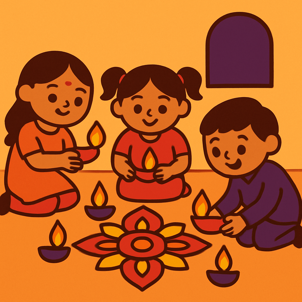 Diwali Lamp Circle diamonded painting kits