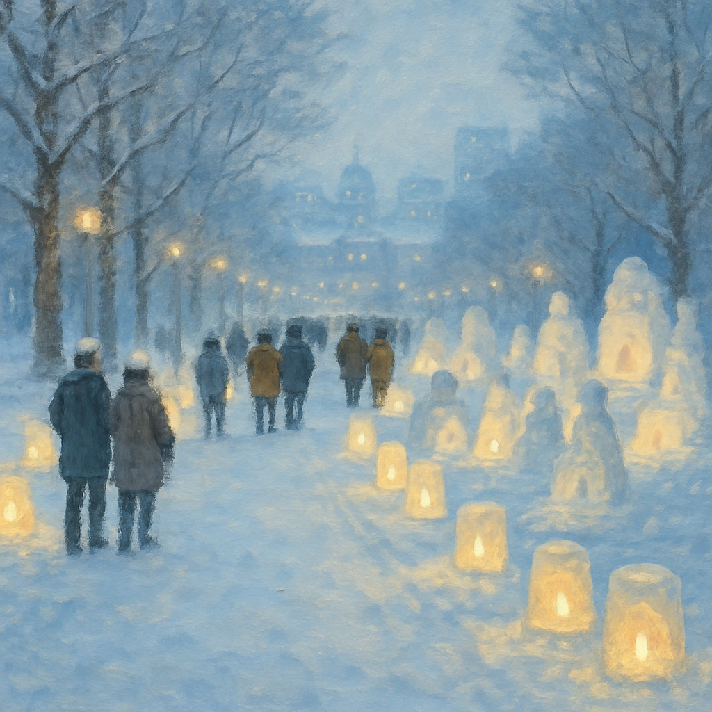 Sapporo Snow Lantern Walk diamond painting
