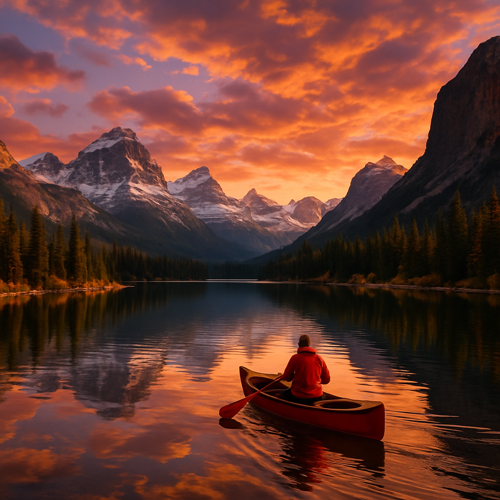 Sunset Over The Canadian Rockies Lake Paint by diamonds kits