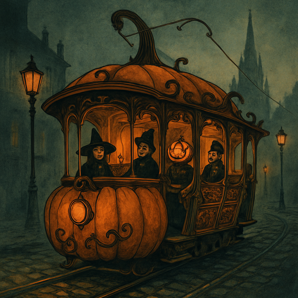 Midnight Pumpkin Tram paint by color