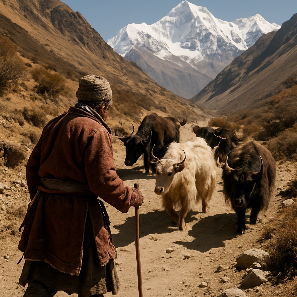 Himalayan Nomad With Yak Herd Painting by diamonds kit