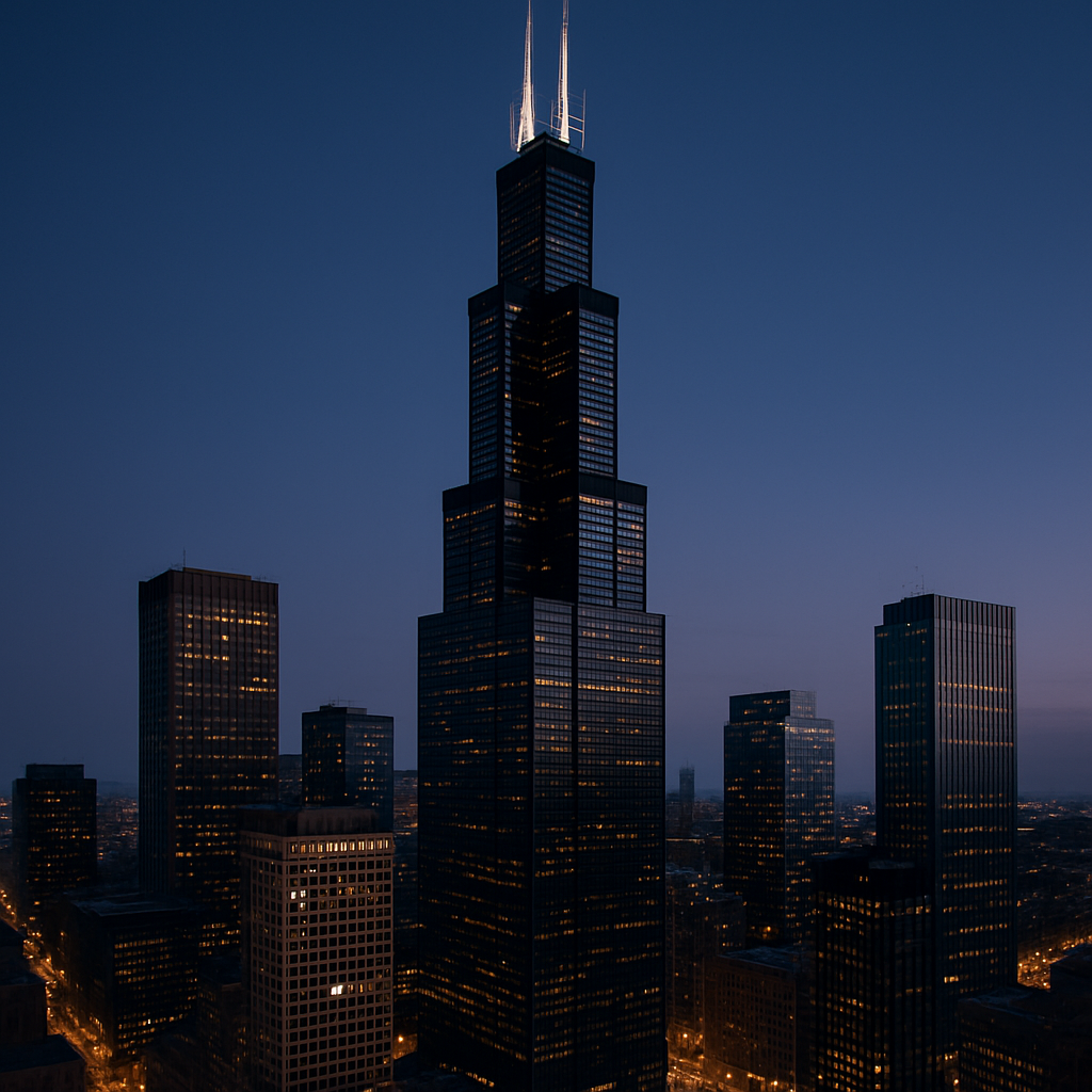 Chicago Willis Tower Panorama Painting by diamonds kit