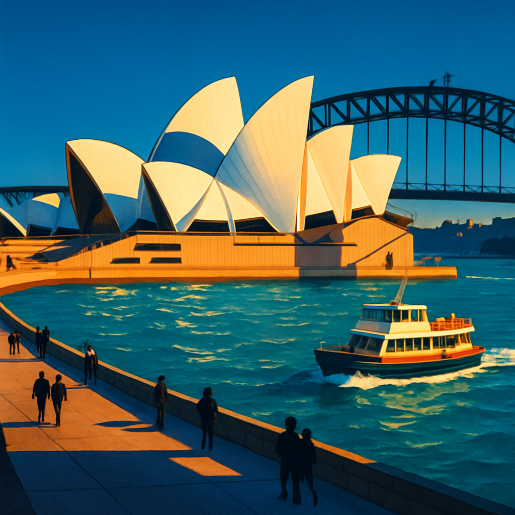 Sydney Opera House From Harbor Promenade paint by color