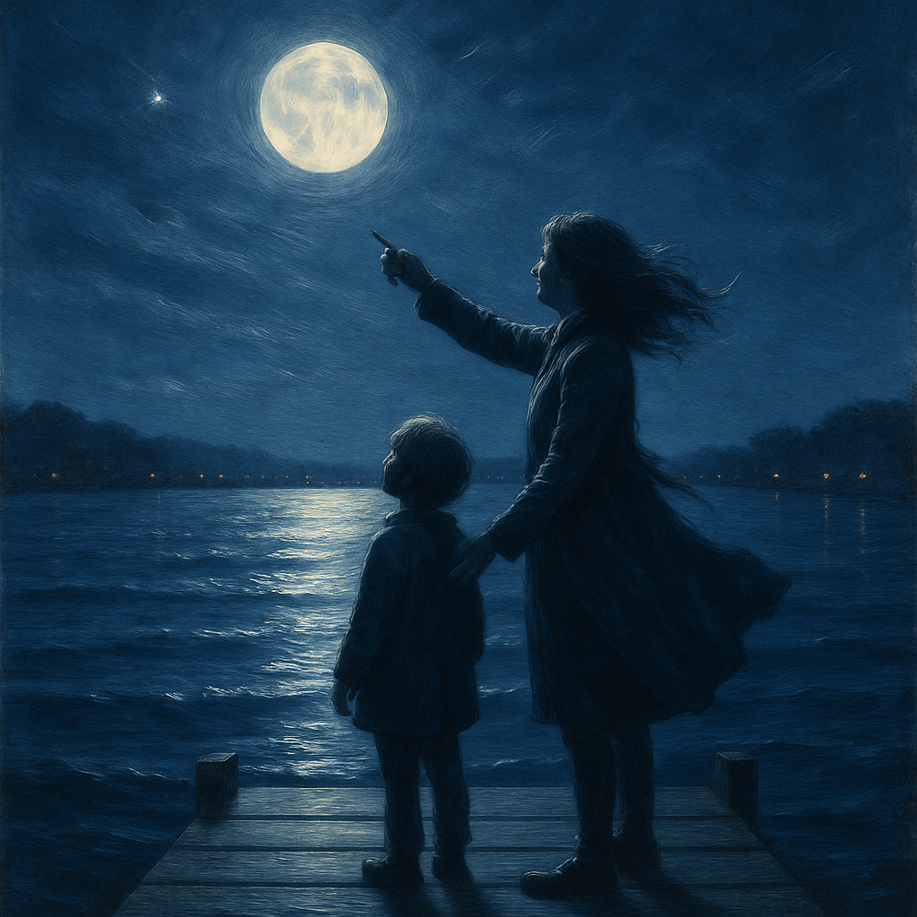 Moonlit Guidance By The Pier painting diamond kit