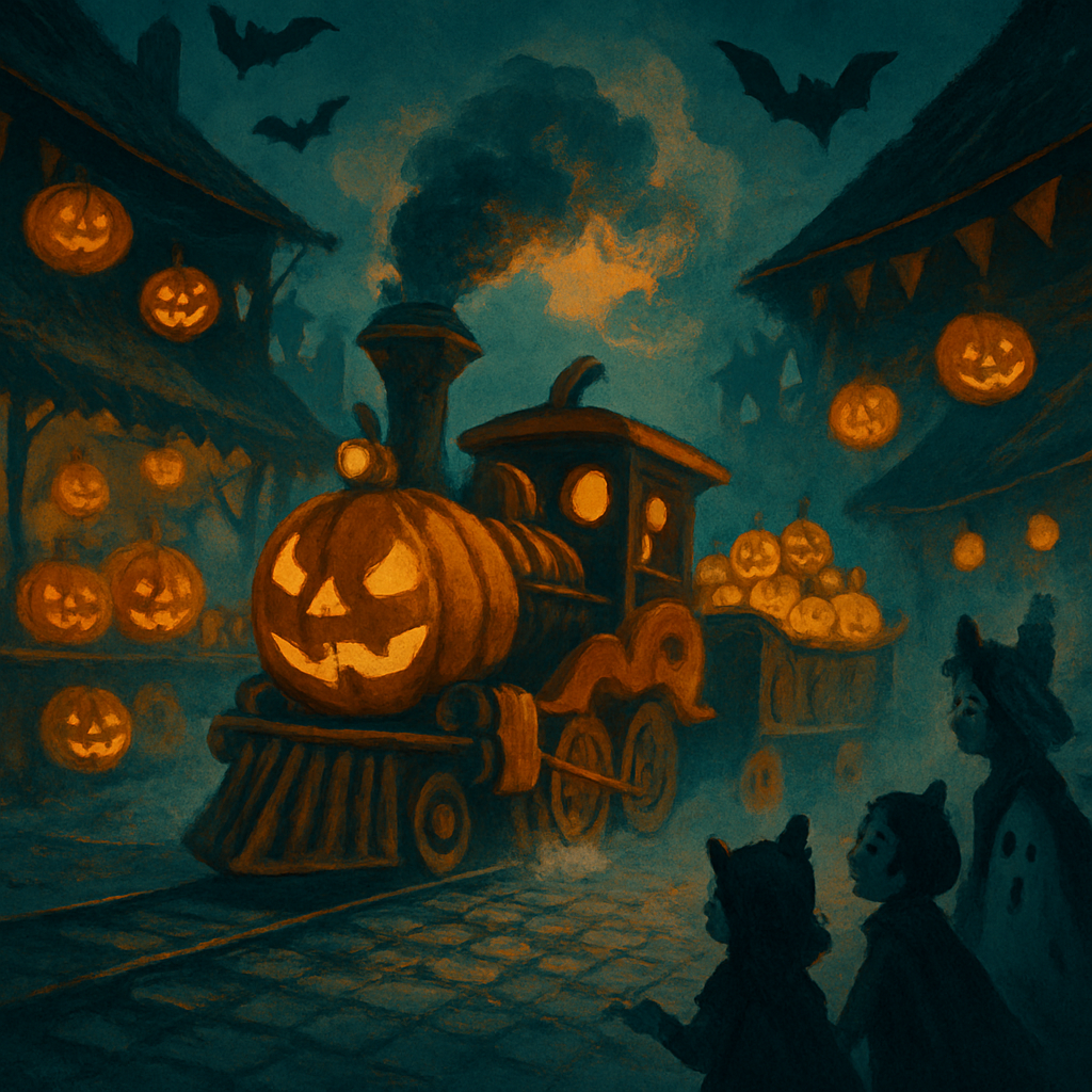 Pumpkin Train Night Market paint by diamonds